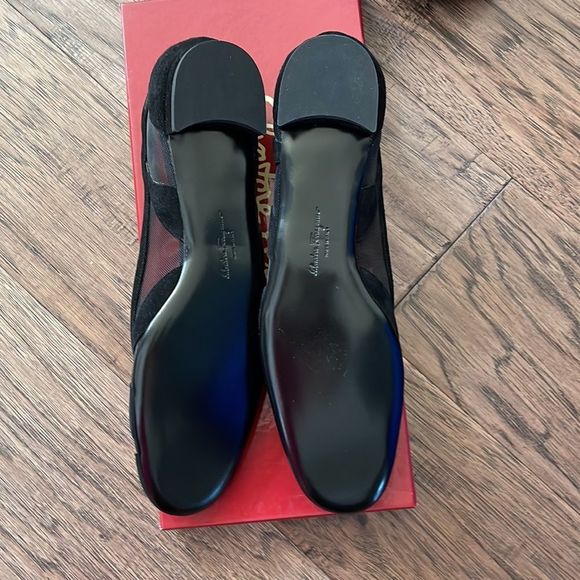 Salvatore Ferragamo Black Suede Kid Mesh Sandal.  Never Worn. 7 AAA NWT - Picture 12 of 13